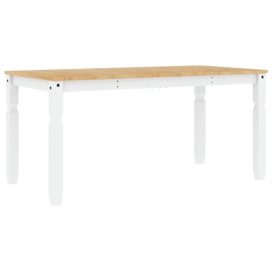 Table à manger Corona blanc 160x80x75 cm bois massif de pin - 6