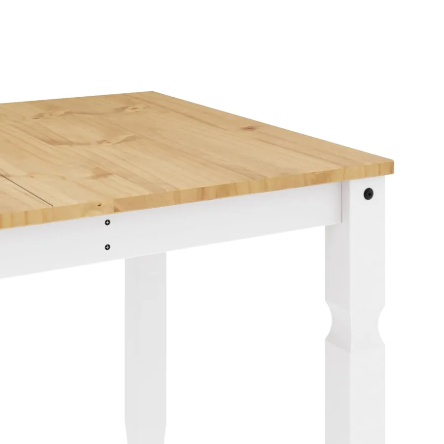 Table à manger Corona blanc 160x80x75 cm bois massif de pin - 7