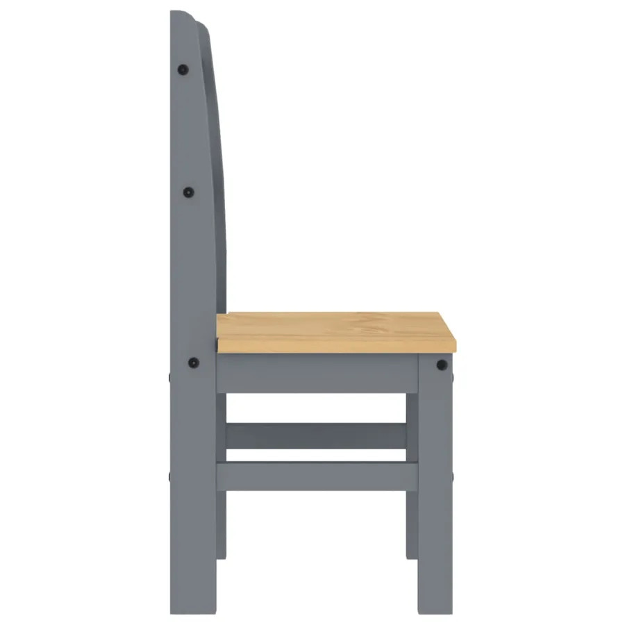 Chaises à manger lot de 2 gris 40x46x99 cm bois massif de pin - 6