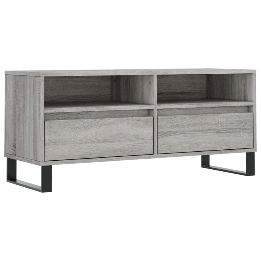 Meuble TV sonoma gris 100x34,5x44,5 cm bois d'ingénierie - 2