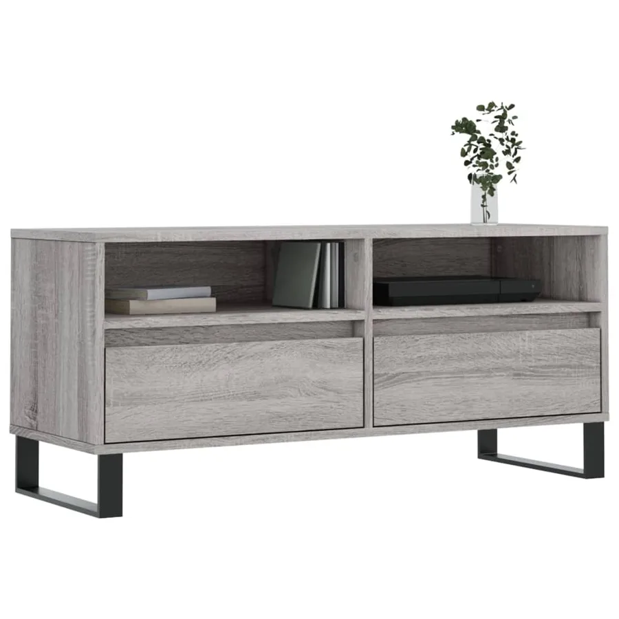 Meuble TV sonoma gris 100x34,5x44,5 cm bois d'ingénierie - 3