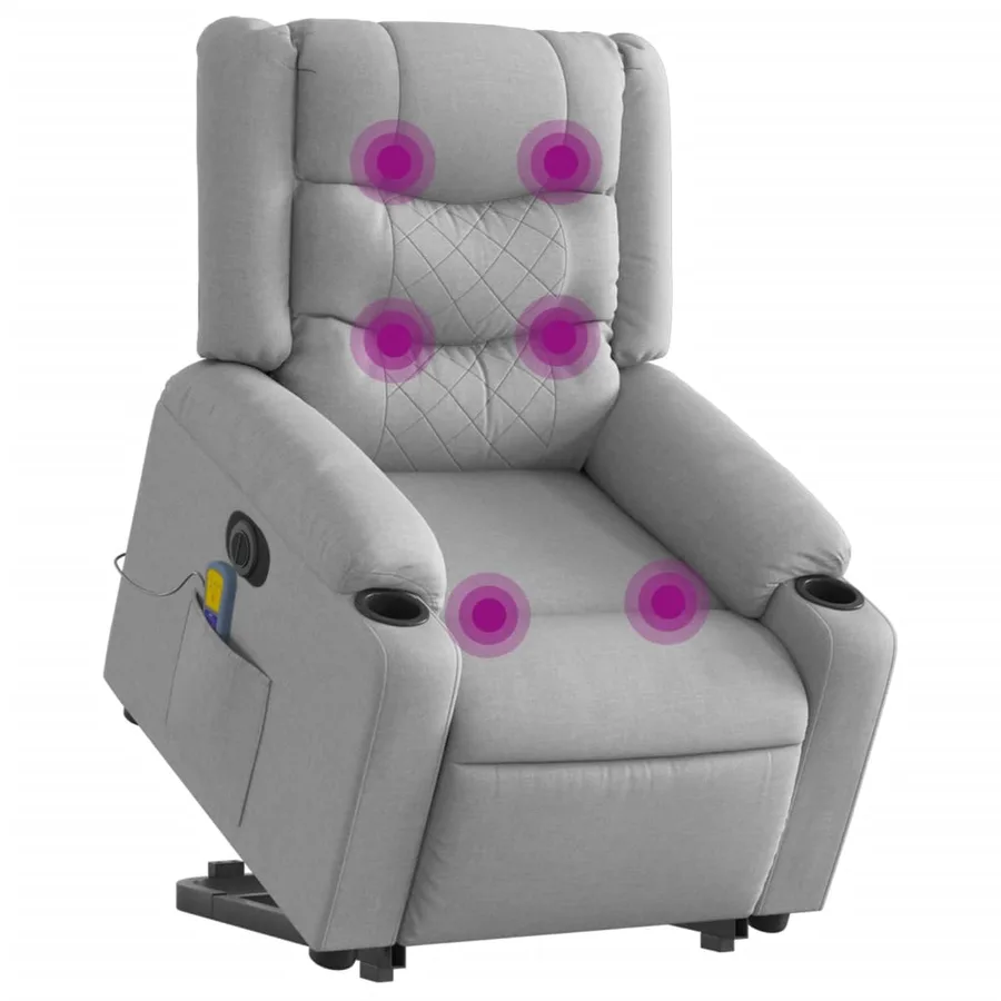 Fauteuil inclinable de massage électrique Gris clair Tissu - 3
