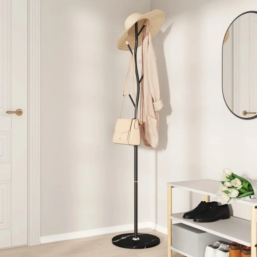 Porte-manteau noir 177 cm fer enduit de poudre - 3