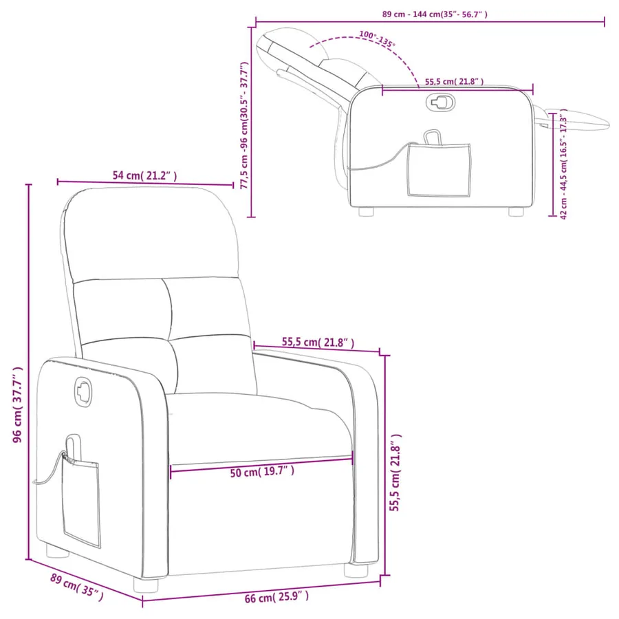 Fauteuil de massage inclinable Gris clair Tissu - 12