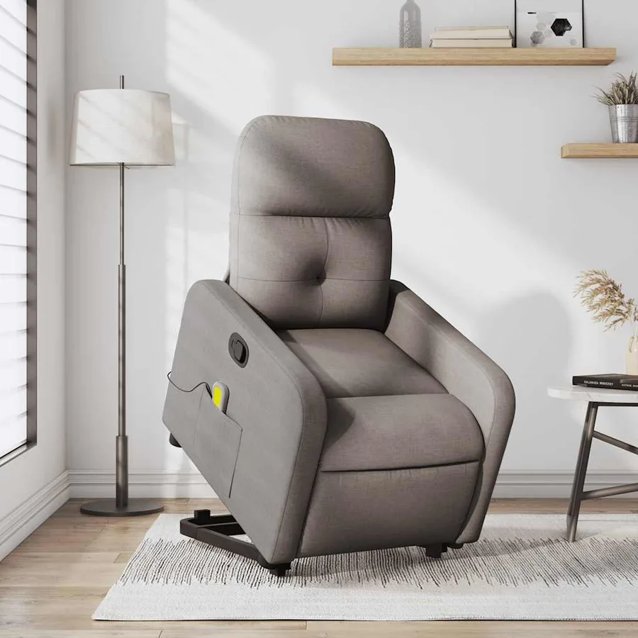 Fauteuil inclinable de massage Taupe Tissu - 16