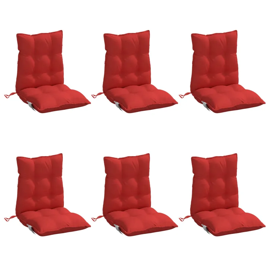 Coussins de chaise à dossier bas lot de 6 rouge tissu oxford - 3