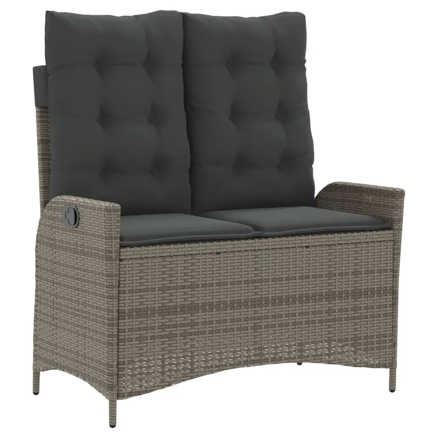 Banc inclinable de jardin avec coussins gris résine tressée - 2