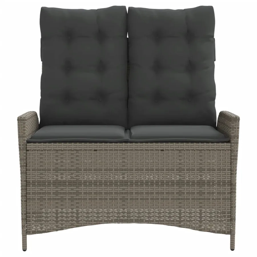 Banc inclinable de jardin avec coussins gris résine tressée - 3