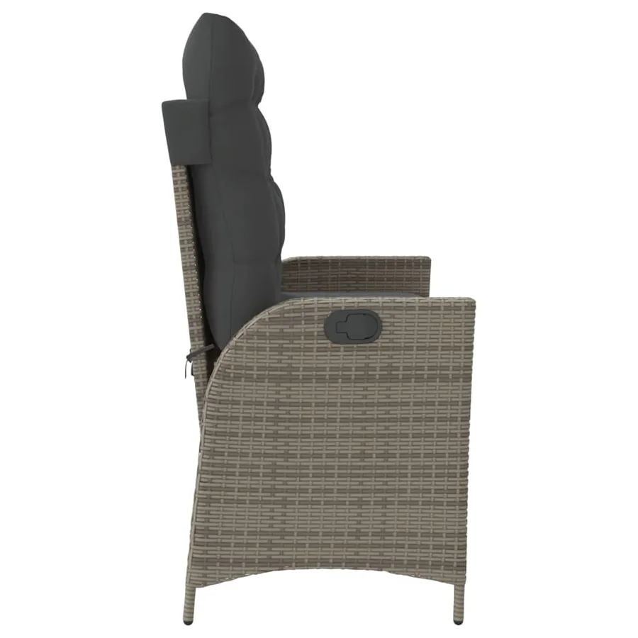 Banc inclinable de jardin avec coussins gris résine tressée - 4