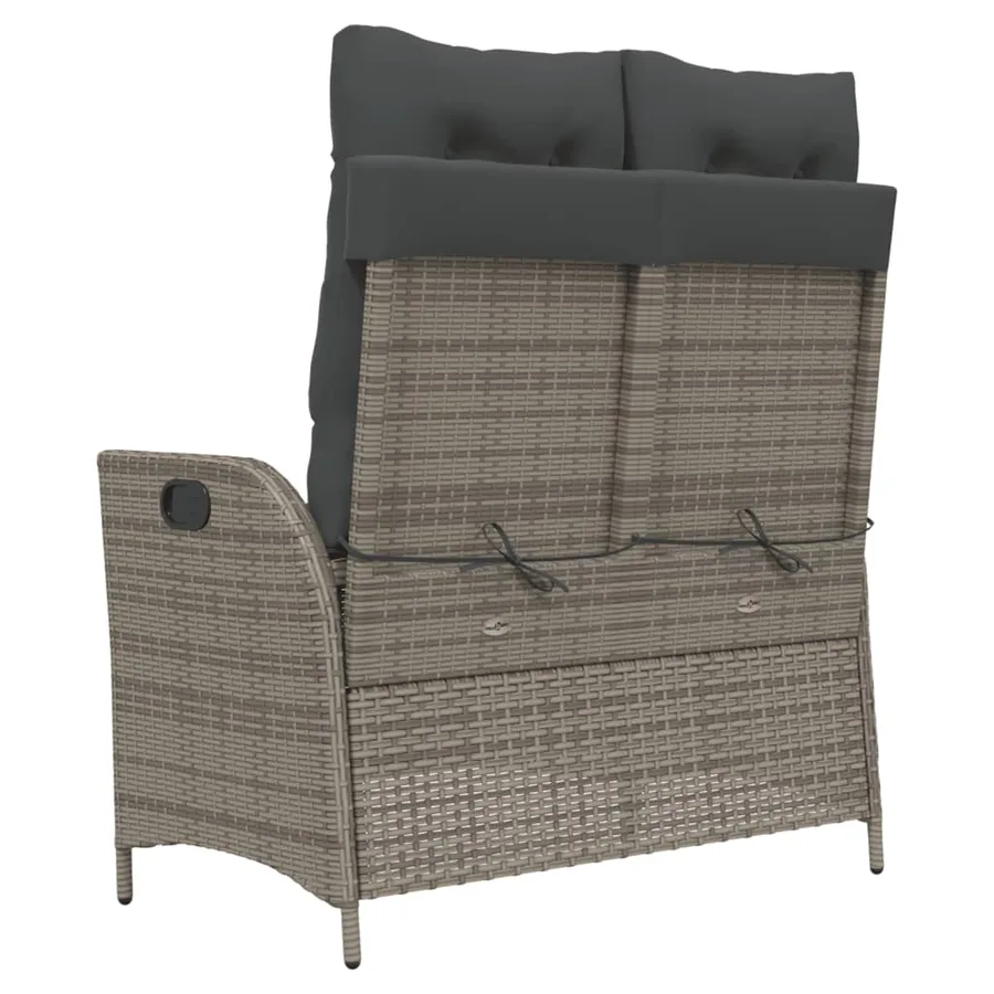 Banc inclinable de jardin avec coussins gris résine tressée - 5