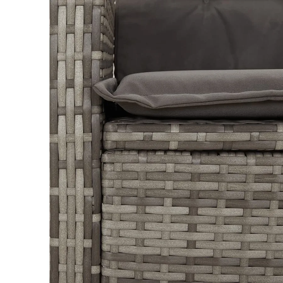 Banc inclinable de jardin avec coussins gris résine tressée - 7