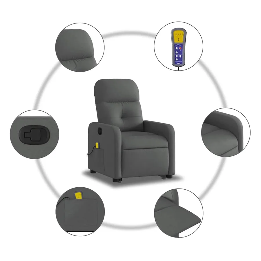 Fauteuil de massage inclinable Gris foncé Tissu - 8