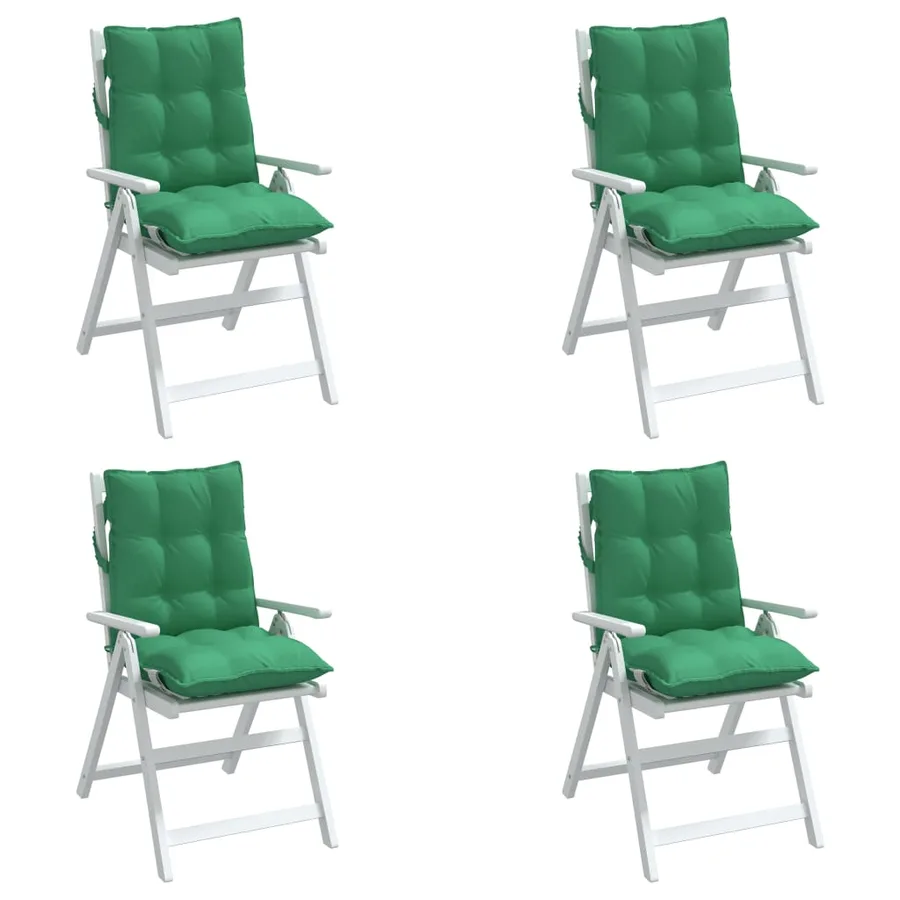Coussins de chaise à dossier bas lot de 4 vert tissu oxford - 4