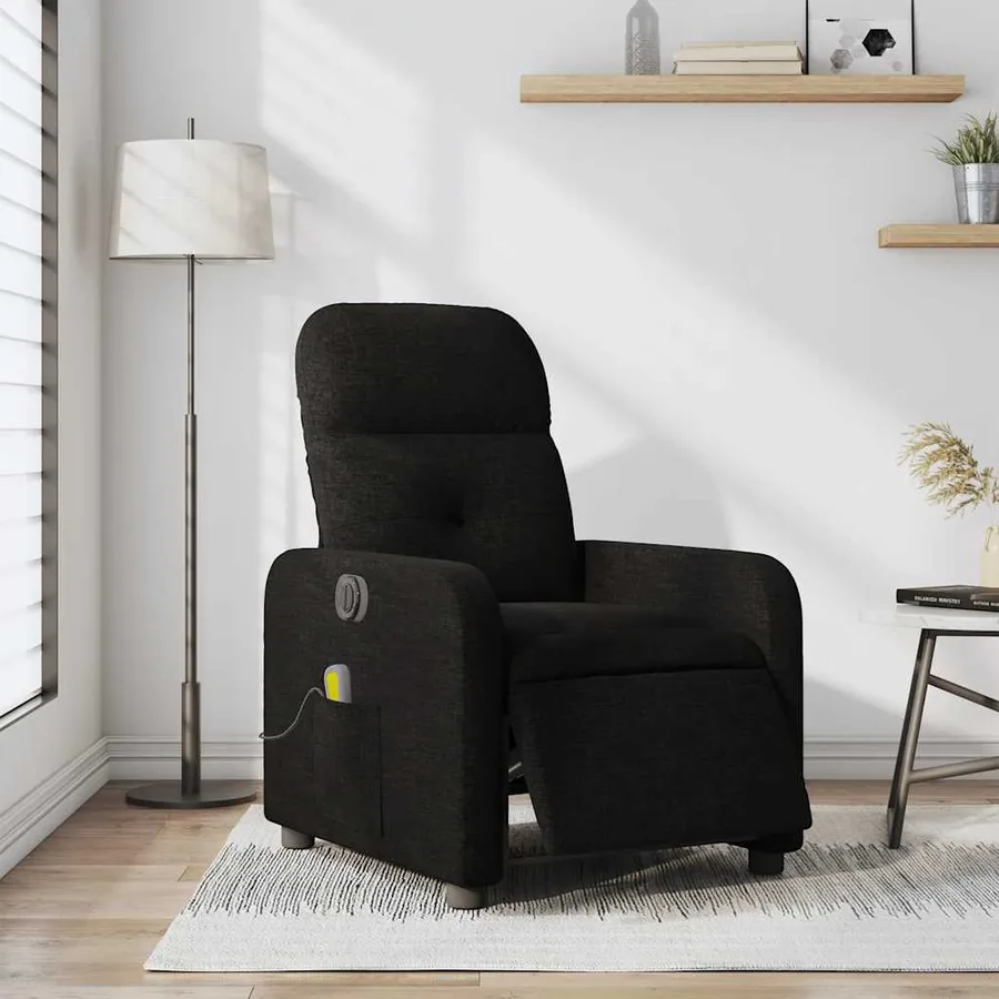 Fauteuil de massage inclinable électrique Noir Tissu - 15