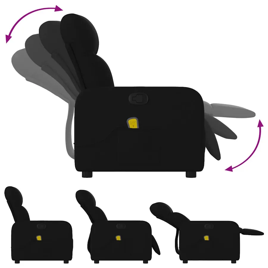 Fauteuil inclinable de massage noir tissu - 5