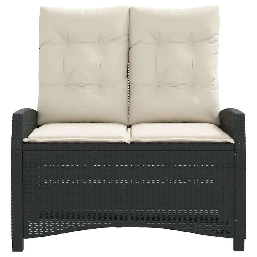 Banc inclinable de jardin avec coussins noir résine tressée - 3