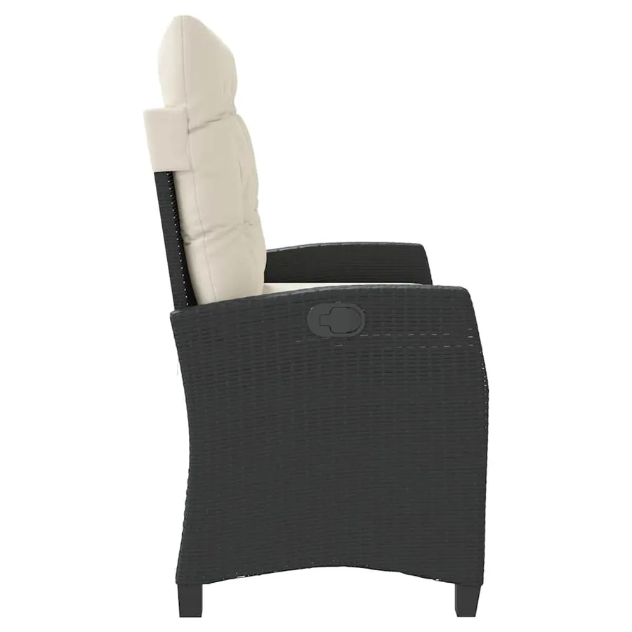 Banc inclinable de jardin avec coussins noir résine tressée - 4