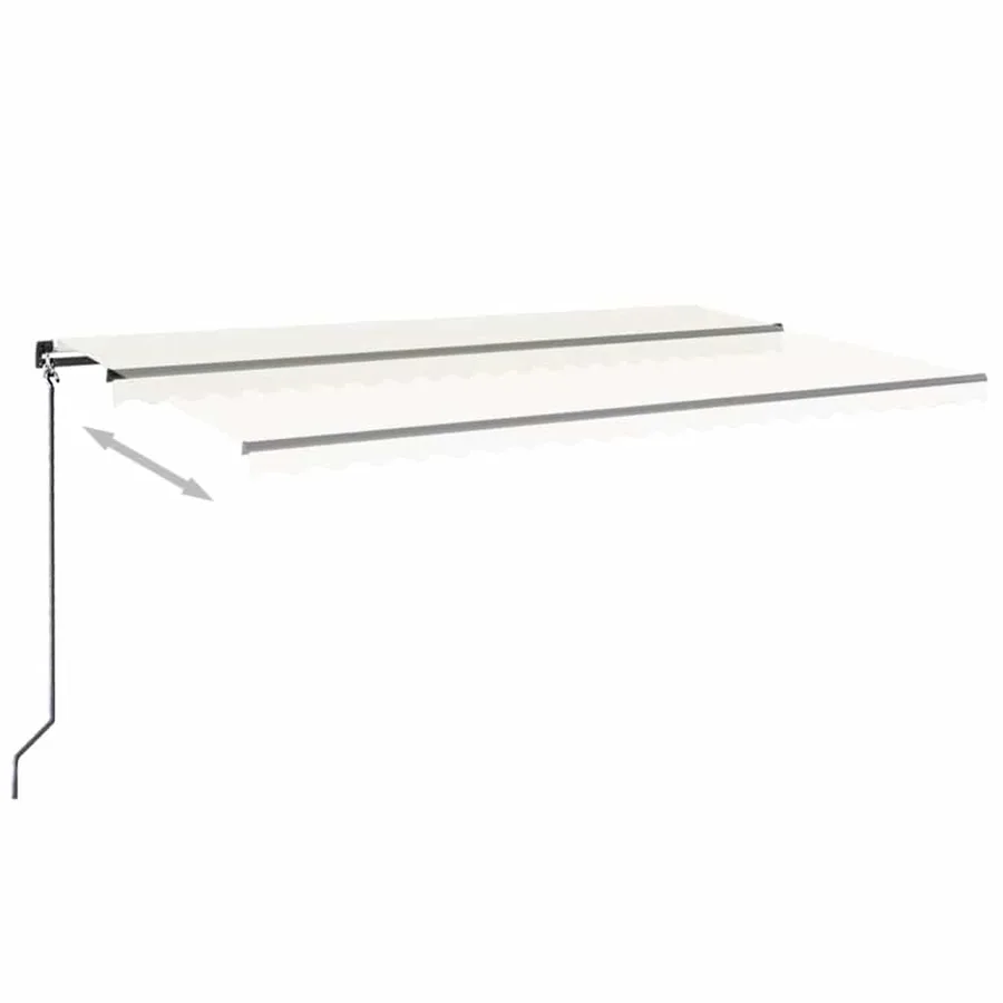 Auvent manuel rétractable avec LED 500x300 cm Crème - 3