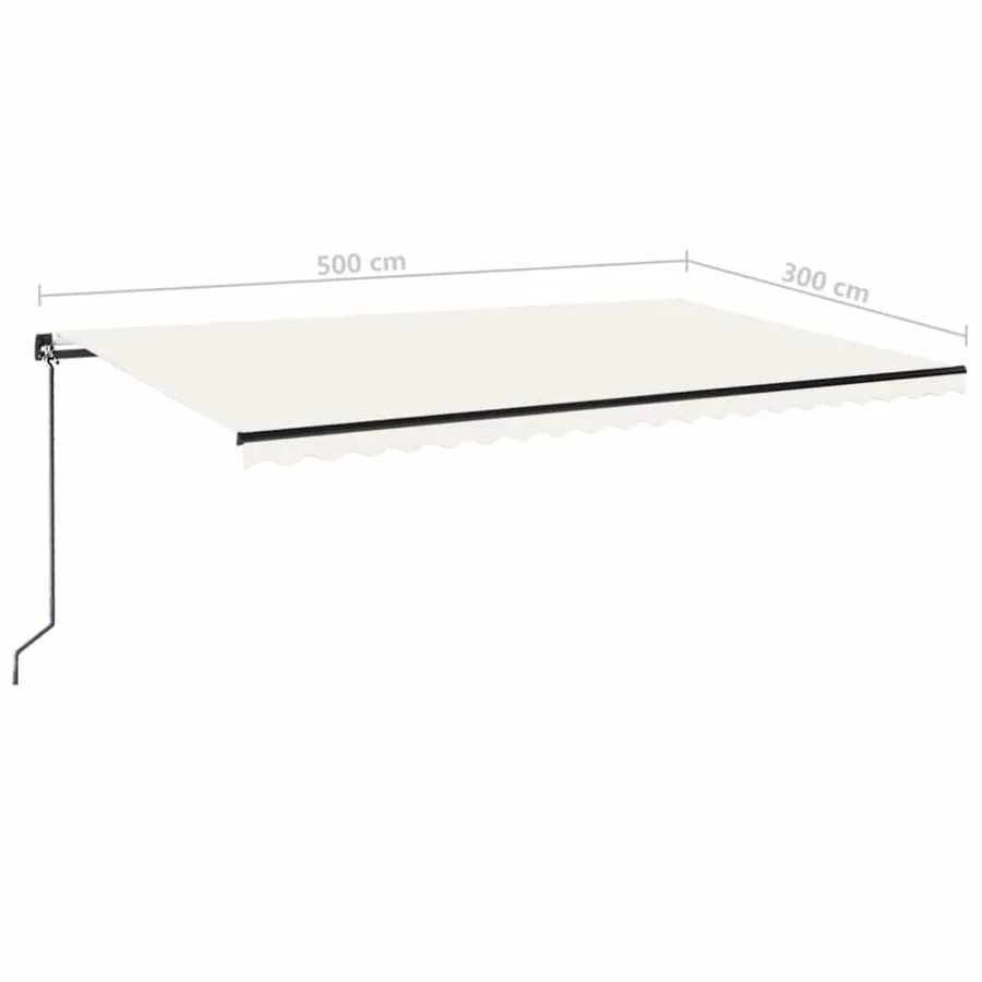 Auvent manuel rétractable avec LED 500x300 cm Crème - 7