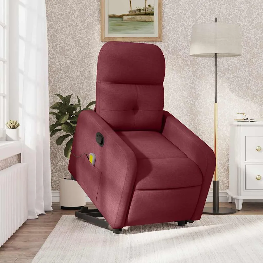 Fauteuil inclinable de massage Rouge bordeaux Tissu - 16