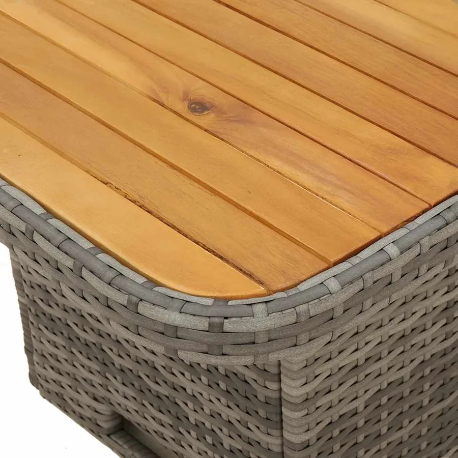 Table de jardin gris 110x110x71 cm Résine tressée bois d'acacia - 9