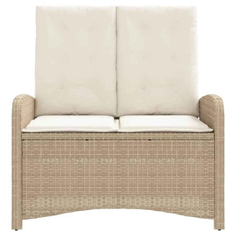 Banc inclinable de jardin avec coussins beige résine tressée - 3