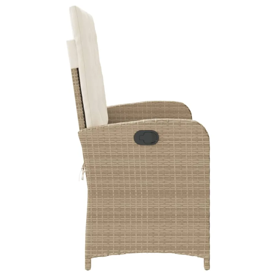 Banc inclinable de jardin avec coussins beige résine tressée - 4