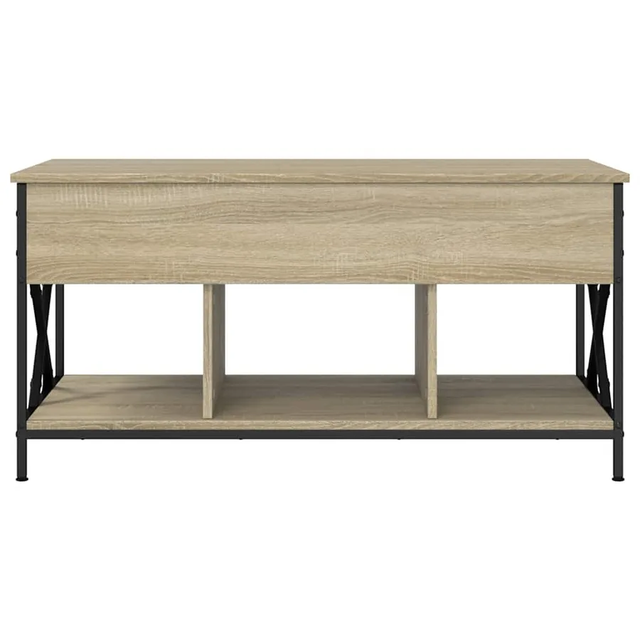 Table basse chêne sonoma 100x55x50cm bois d'ingénierie et métal - 5