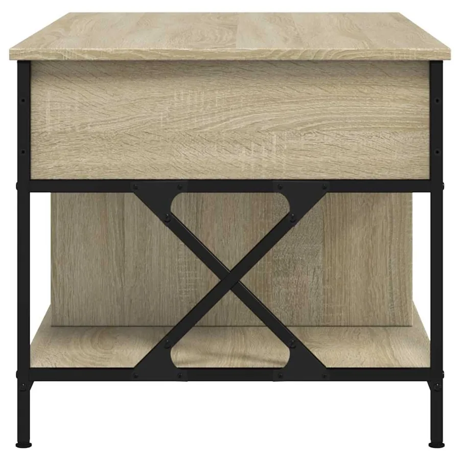 Table basse chêne sonoma 100x55x50cm bois d'ingénierie et métal - 6