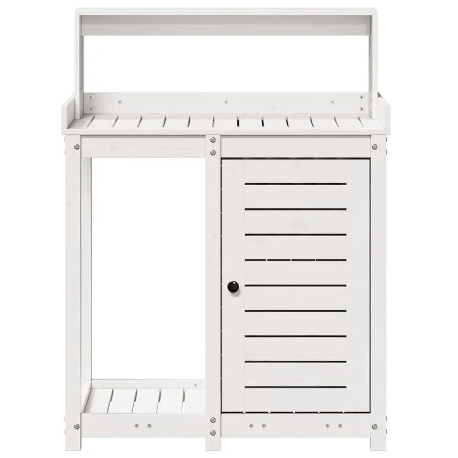 Table de rempotage avec étagères blanc bois massif de pin - 5