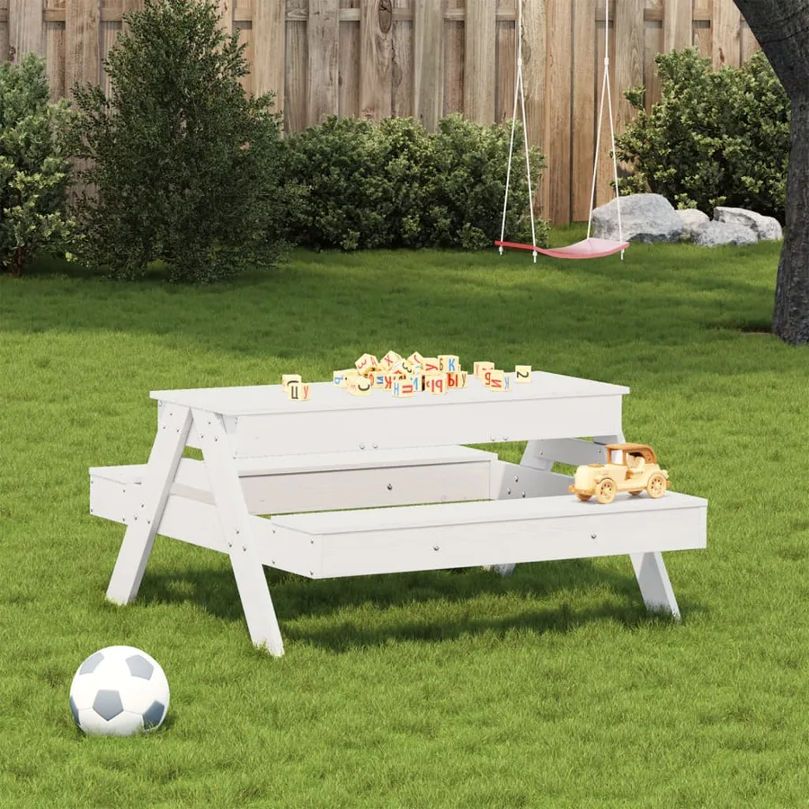 Table de pique-nique avec bac à sable pour enfants pin massif - 3