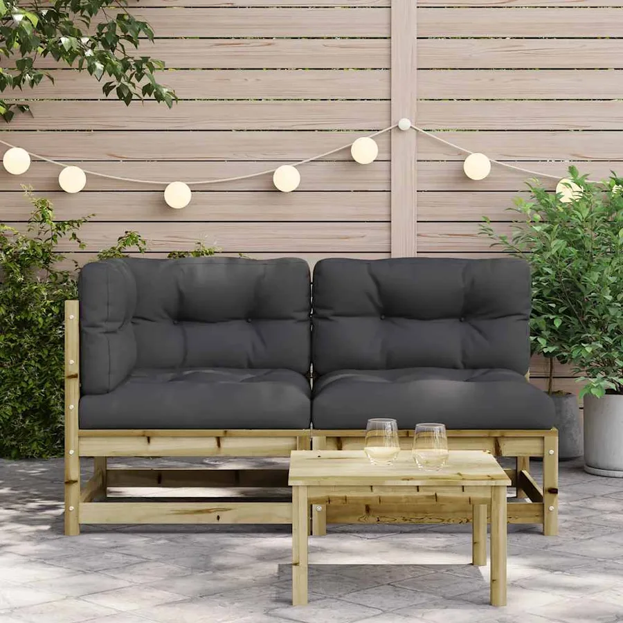 Canapé de jardin avec coussins 2 places bois de pin imprégné - 3