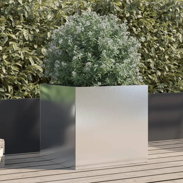 Jardinière argenté 49x47x46 cm acier inoxydable