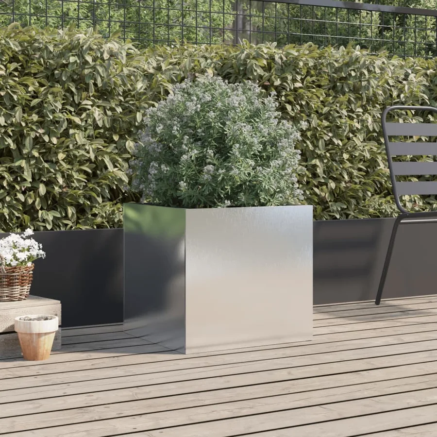Jardinière argenté 49x47x46 cm acier inoxydable - 3