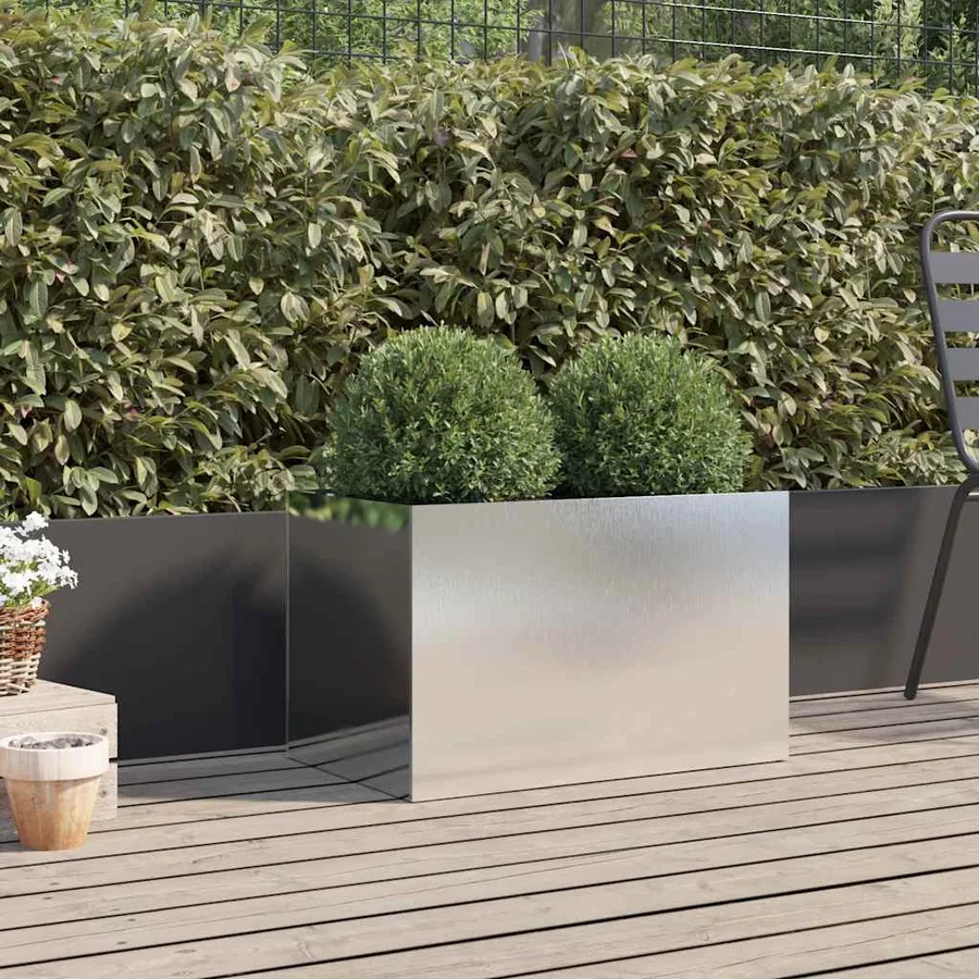 Jardinière argenté 62x40x39 cm acier inoxydable - 3