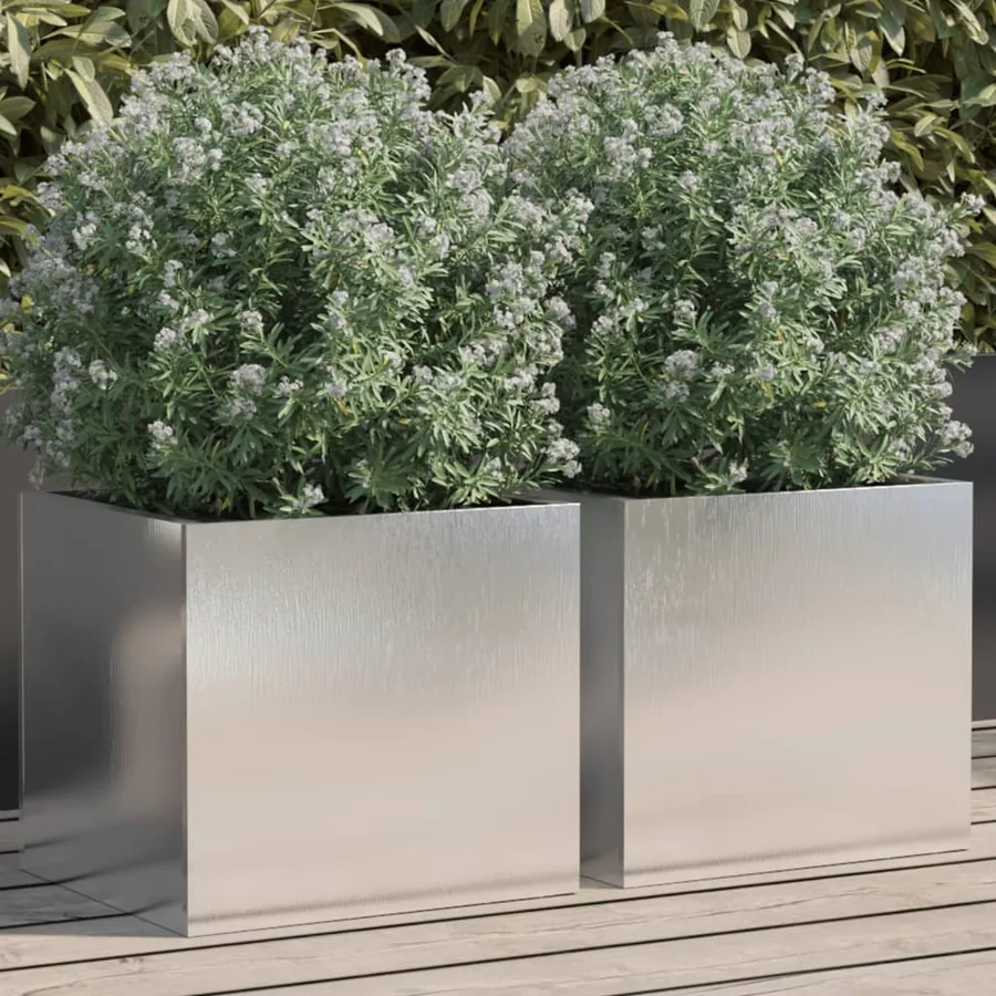 Jardinières 2 pcs argenté 32x30x29 cm acier inoxydable