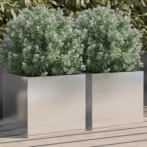Jardinières 2 pcs argenté 32x30x29 cm acier inoxydable