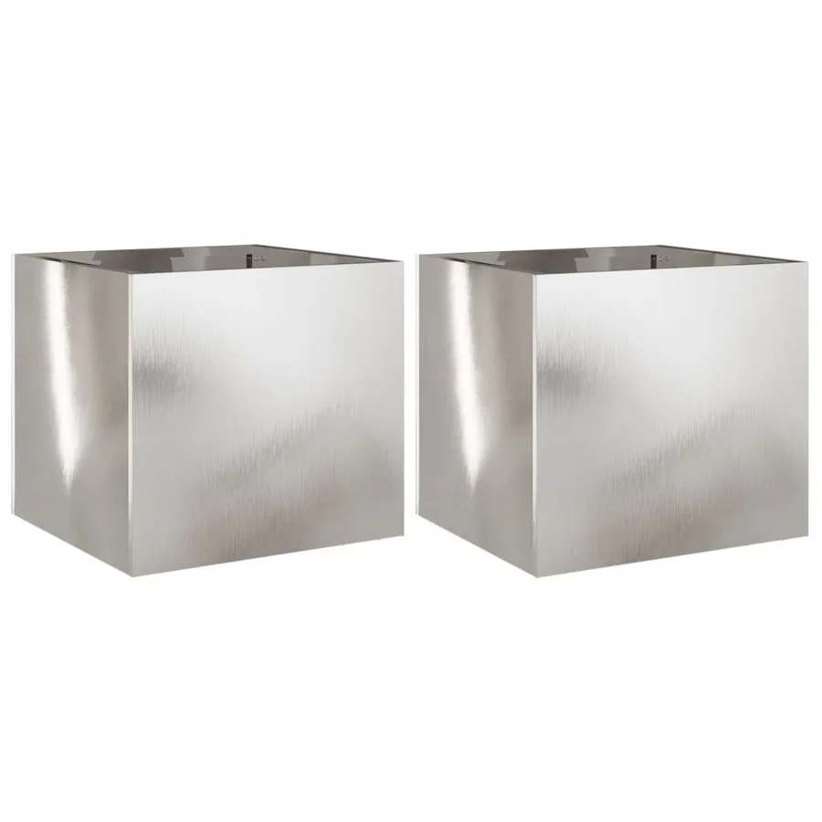 Jardinières 2 pcs argenté 32x30x29 cm acier inoxydable - 2