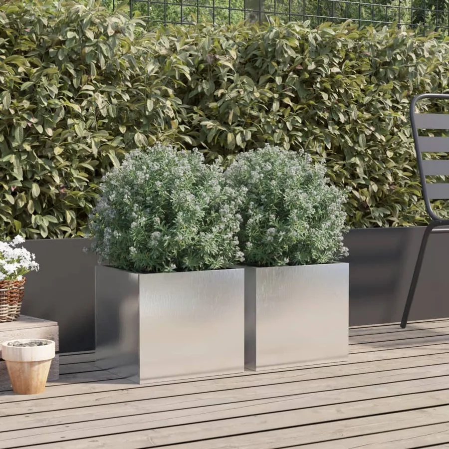 Jardinières 2 pcs argenté 32x30x29 cm acier inoxydable - 3