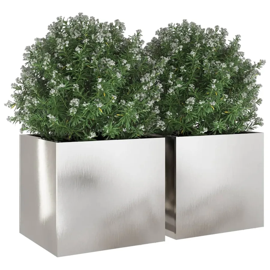 Jardinières 2 pcs argenté 32x30x29 cm acier inoxydable - 4
