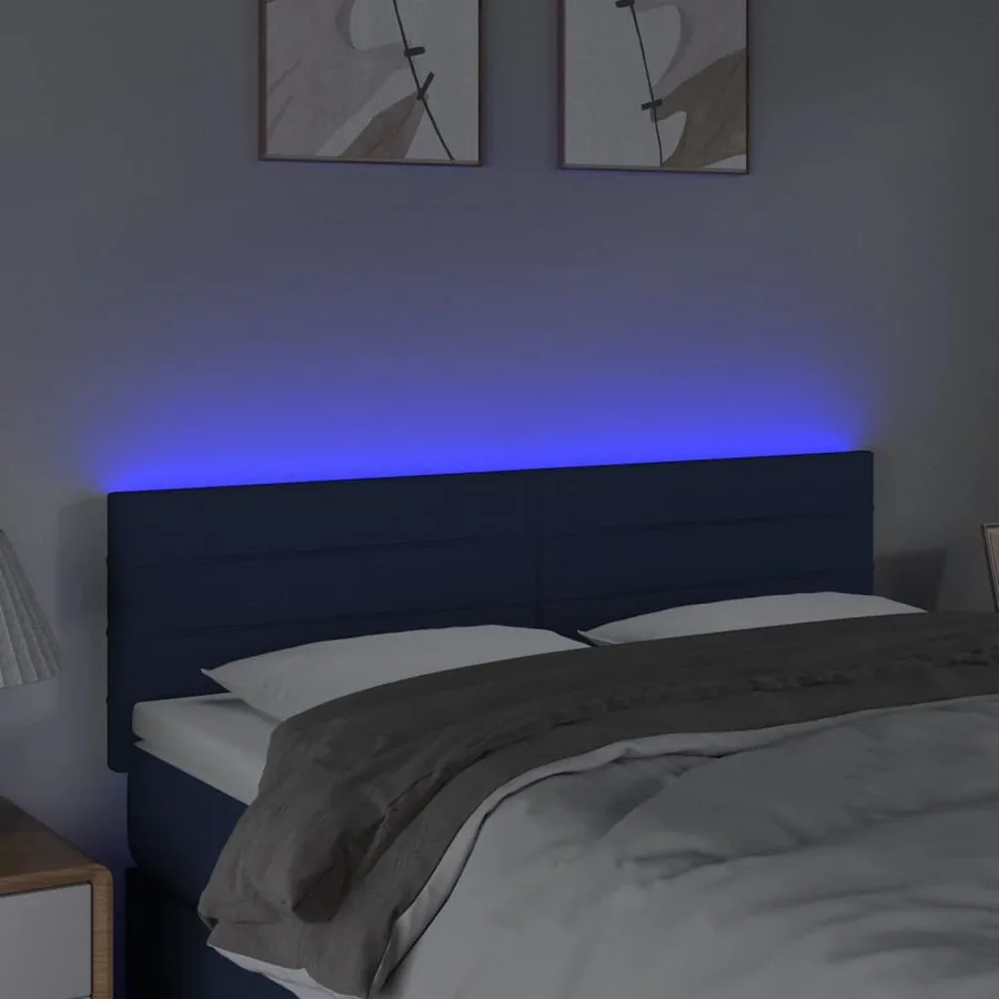 Tête de lit à LED Bleu 144x5x78/88 cm Tissu - 3