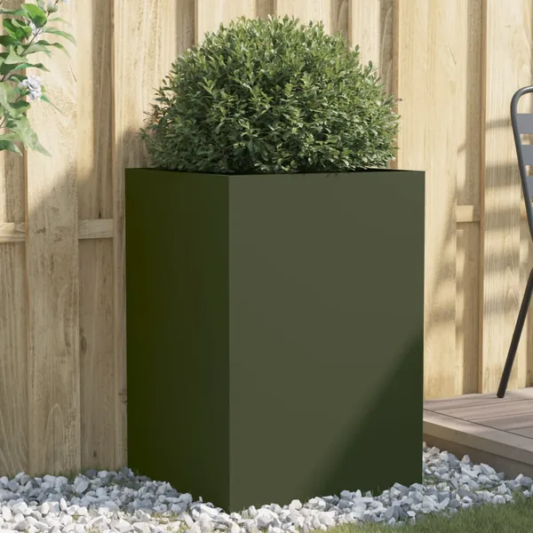 Jardinière vert olive 52x48x75 cm acier
