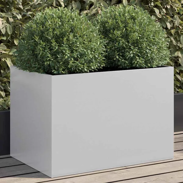 Jardinière argenté 62x40x39 cm acier galvanisé