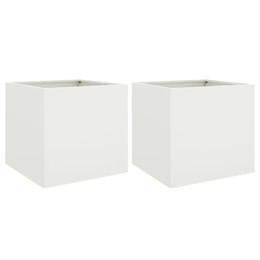 Jardinières 2 pcs blanc 42x40x39 cm acier - 2