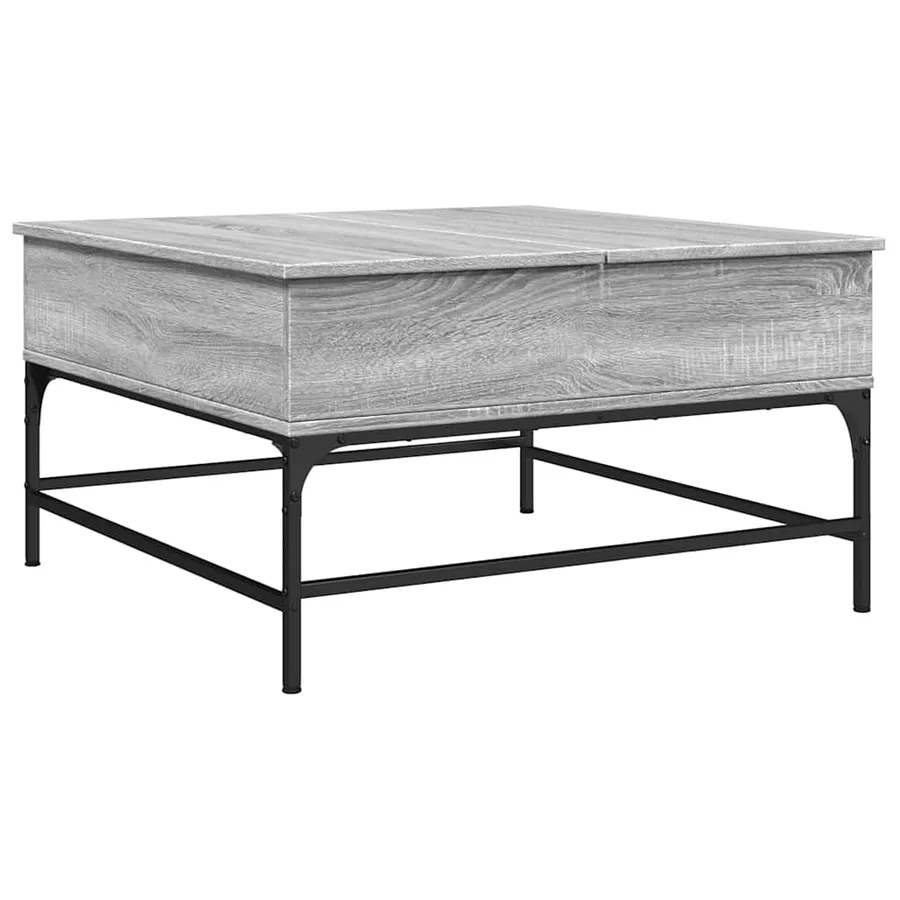 Table basse sonoma gris 80x80x45 cm bois d'ingénierie et métal - 2