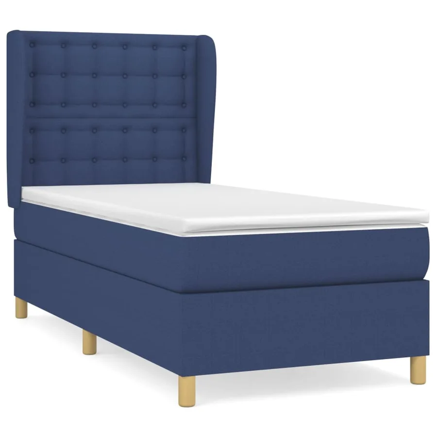 Sommier à lattes de lit avec matelas Bleu 90x190 cm Tissu - 2