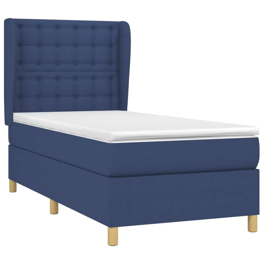 Sommier à lattes de lit avec matelas Bleu 90x190 cm Tissu - 3