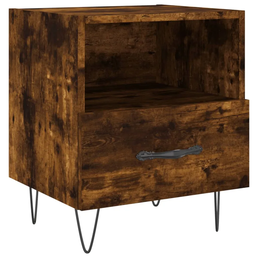 Table de chevet chêne fumé 40x35x47,5 cm bois d’ingénierie - 2