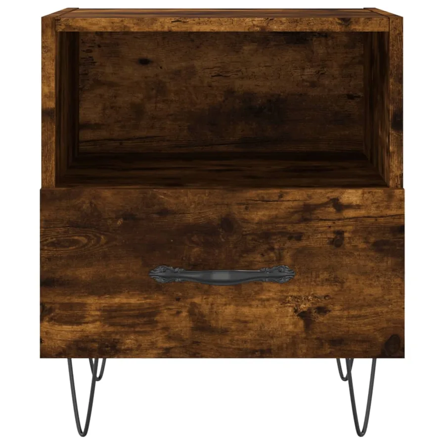 Table de chevet chêne fumé 40x35x47,5 cm bois d’ingénierie - 4