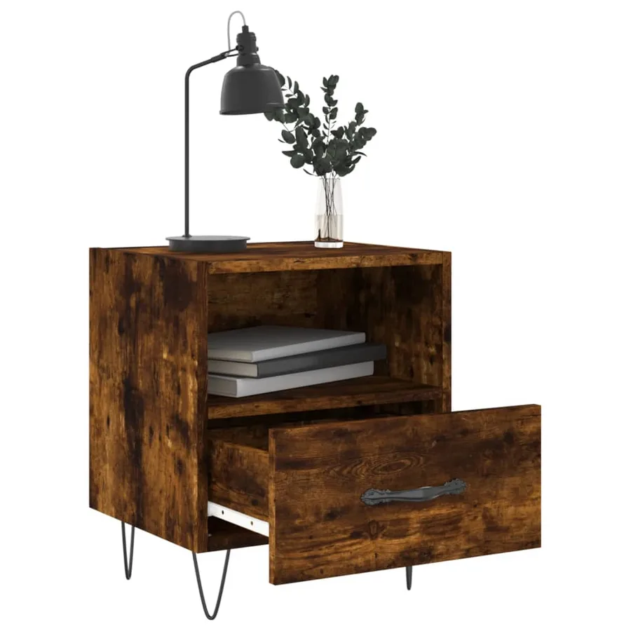 Table de chevet chêne fumé 40x35x47,5 cm bois d’ingénierie - 7